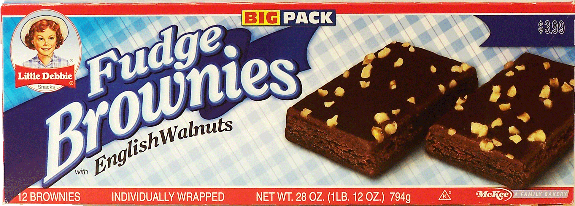 Little Debbie&nbsp;&nbsp;12 fudge brownies sprinkled with chopped nuts, individually wrapped Full-Size Picture